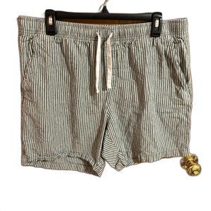 Old Navy Linen Shorts Jogger‎ Medium Stripe Pockets 7" Inseam Draw String Waist